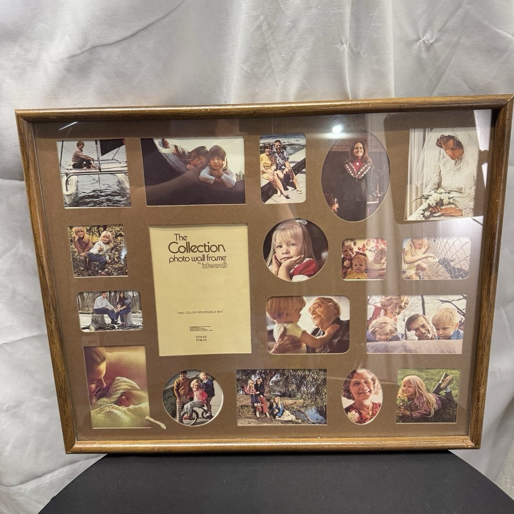 Vintage 16"×20" Wood Intercraft Collage Photo Frame New